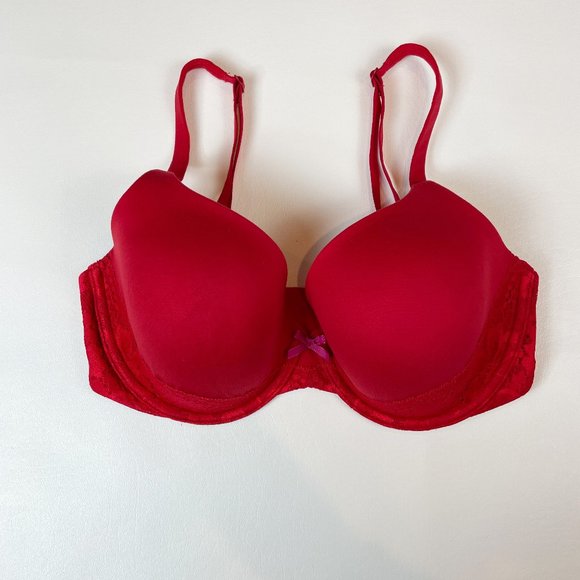 NWOT Victoria's Secret Bra 32DD Body By Victoria Lined Perfect Coverage Red Lace - Picture 1 of 7
